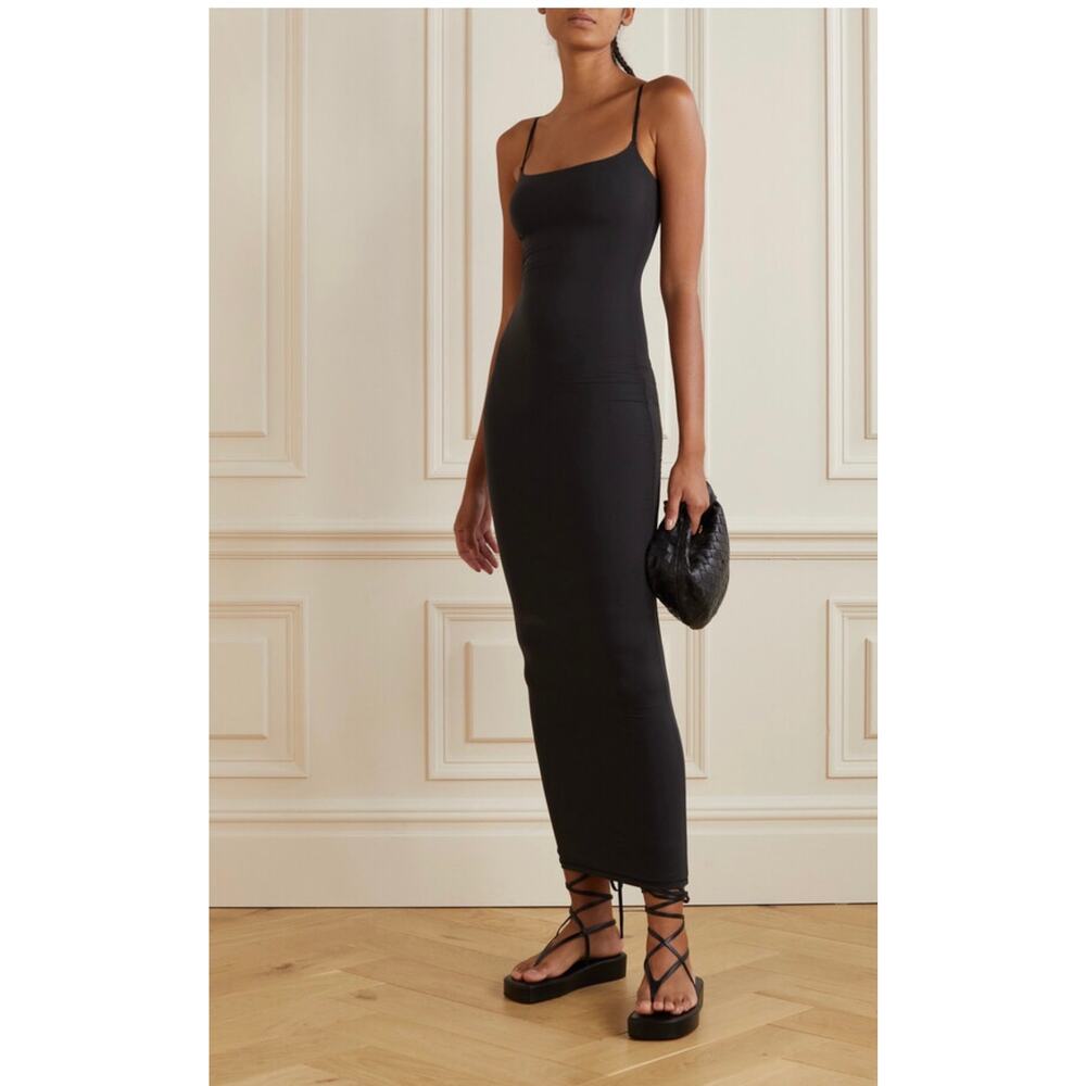 Skims Fits Everybody Long Slip Maxi Dress Onyx Black XS